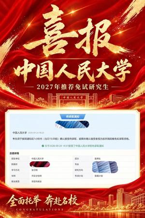 王同学保研中国人民大学喜报